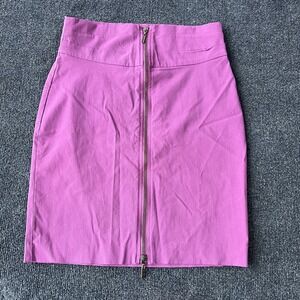 Bisou Bisou Skirt Womens 8 Purple Exposed Front Zip Pencil Stretch Rayon Nylon